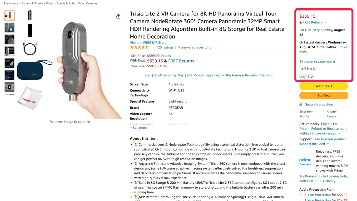 BoxBrowie.com Amazon inexpensive 360 camera